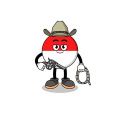 Character mascot of indonesia flag as a cowboy