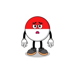 indonesia flag cartoon illustration with sad face