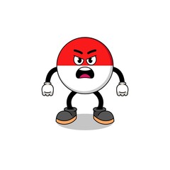 indonesia flag cartoon illustration with angry expression