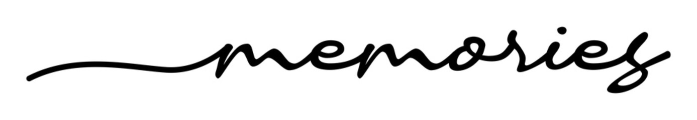 Memories Handwriting Black Lettering Calligraphy Banner. Greeting Card Vector Illustration.