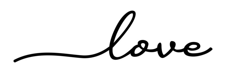 Love Handwriting Black Lettering Calligraphy. Design for Valentines Day, Romantic, Wedding Banner.