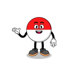 indonesia flag cartoon with welcome pose