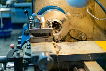 the workplace of the milling machine is illuminated by a lamp. metalworking plant