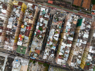 Top down view of the old town in Hong Kong To Kwa Wan district