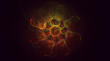 3D rendering abstract multicolor fractal light background