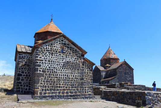The buildings of the ancient monastery of Sevanavank near Lake Sevan in Armenia 