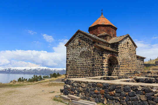 The buildings of the ancient monastery of Sevanavank near Lake Sevan in Armenia 