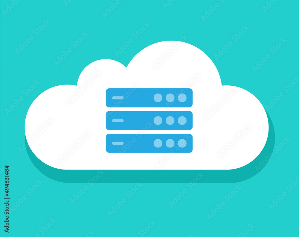 Poster server icon vector as cloud internet technology or computing platform hosting storage digital networ