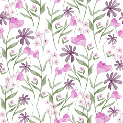 Wildforal seamless pattern. Trendy color for fashion. wallpapers, and print. A lot of flowers.  Ditsy style.