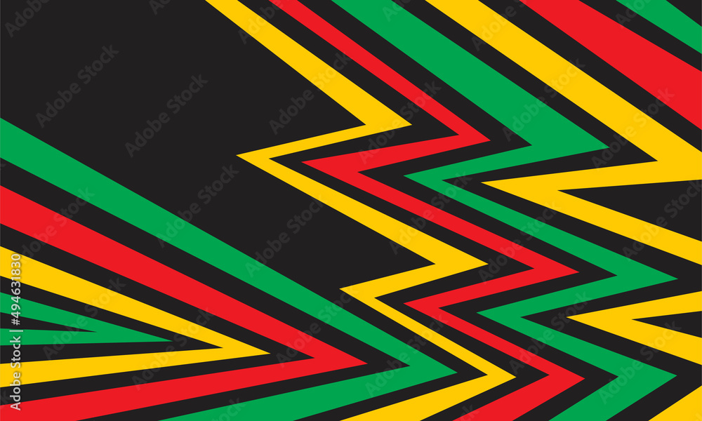 Poster abstract background with jamaican color zigzag pattern