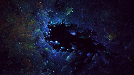 3D rendering abstract multicolor fractal light background