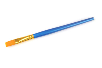 Blue paintbrush isolated on white background.	