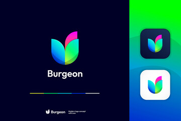 Modern Abstract Simple Flower Shape Logo Design Template With Icon