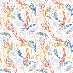 Foliage Seamless Pattern. Spring collection for fashion and print. ditsy style. 