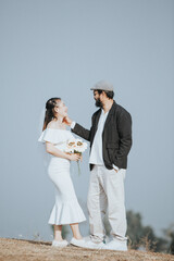 The newlyweds were married in a minimalist white dress.