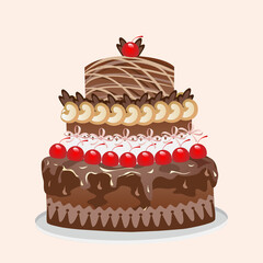 Chocolate cake for birthday event vector illustration