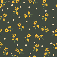 Flowers Vector Seamless Pattern. Ditsy style. Pattern for fashion and print. 