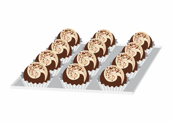 Chocolate cake for birthday event vector illustration