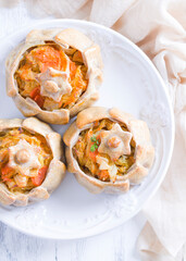 Baked vegetarian  buns with vegetables