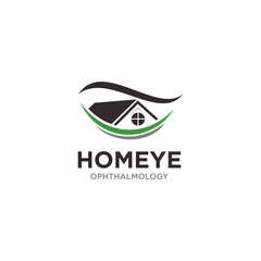 homeye ophthalmology logo creative house roof on abstract eye style