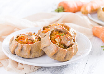 Baked vegetarian  buns with vegetables