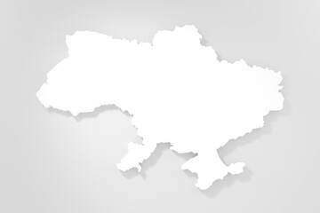 Stylich 3D map of Ukraine in shades of grey on light background