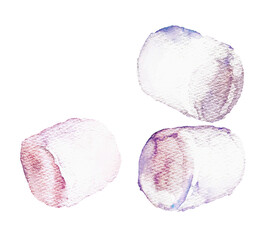 ふわふわのマシュマロ　手描き水彩イラスト
