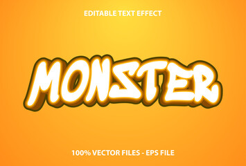 monster text effect with orange gradient background. Editable text effects for templates.