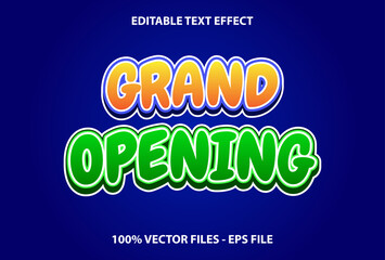 grand opening text effect on blue background. Editable text effects for templates.