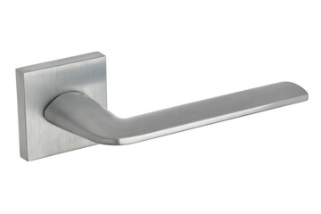 Door handle made of metal on an isolated white background. Reliable design handle for the door of houses, apartments, warehouses, offices and other premises.