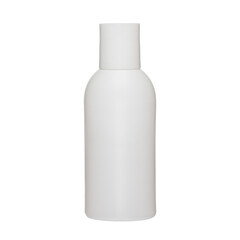 Cosmetic bottles with lid isolated on white background. Bottle with hand sanitizer. Antimicrobial liquid gel. Hand hygiene. Shampoo bottle. Medicine bottle. Liquid soap.