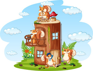 Obraz na płótnie Canvas Scene with squirrels at home