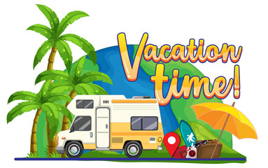 Summer travel vacation logo concept with motorhome