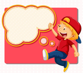 A boy thinking with empty callouts