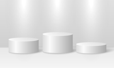 Fashion pedestal. Cylinder shape podium for product presentation.