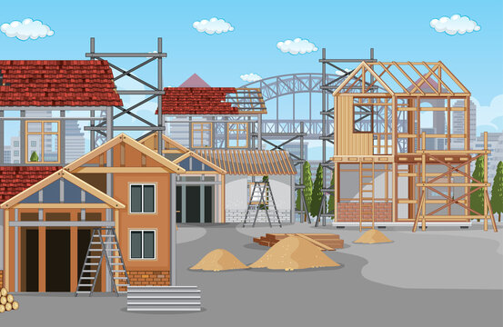 Scene of building construction site