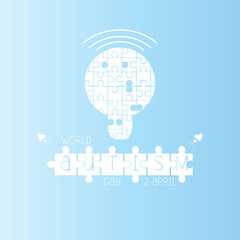 World Autism Awareness Day. April 2nd. Templates for cards, posters with text inscriptions.