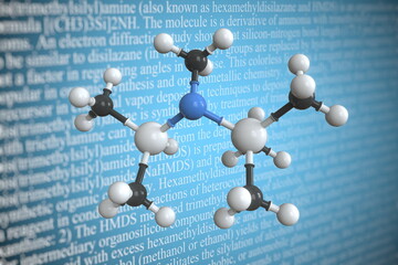 Hexamethyldisilazane scientific molecular model, 3D rendering