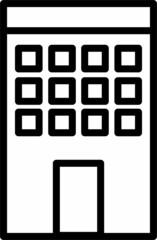 Icon illustration of Building Apartment outline on transparent background