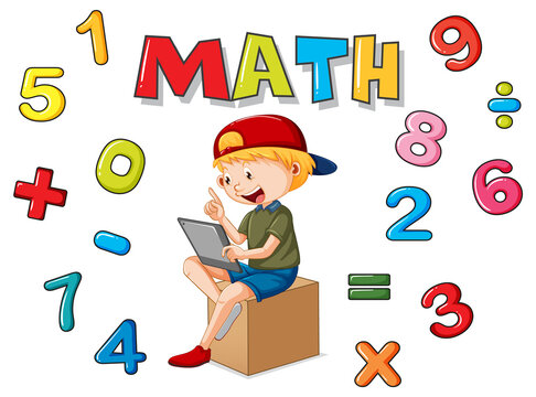 Number 0 to 9 with math symbols