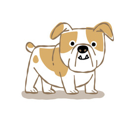 line art bulldog kid illustration