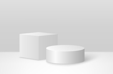 Fashion pedestal. Cylinder shape podium for product presentation.