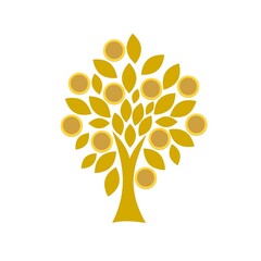 Naklejka na ściany i meble Golden money tree icon isolated on white background