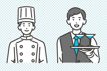 コックとバーテンダーのベクターイラスト素材／宿泊業者／旅行／観光／トラベル