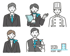 ホテルスタッフのベクターイラスト素材／宿泊業者／旅行／観光／トラベル