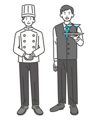 コックとバーテンダーのベクターイラスト素材／宿泊業者／旅行／観光／トラベル