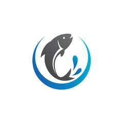 Jumping Fish Silhouette Logo Vector