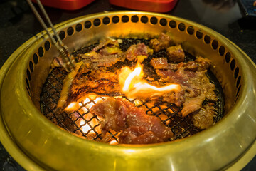 Japanese Beef Barbecue on Fire charcoal grill