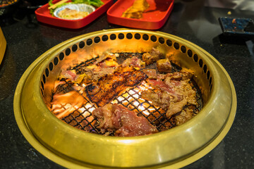Japanese Beef Barbecue on Fire charcoal grill