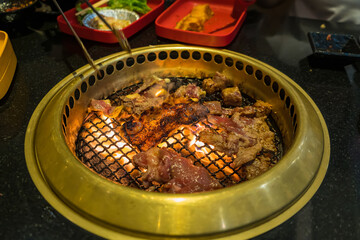 Japanese Beef Barbecue on Fire charcoal grill